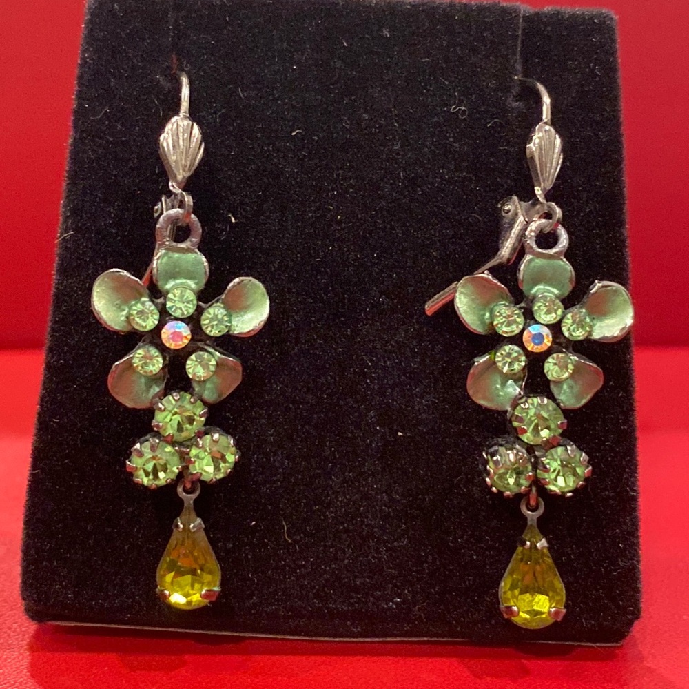 Green dangle earrings